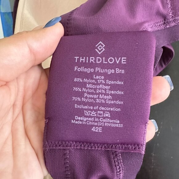 2/$24 NWT ThirdLove Foliage Lace Bra Wine #A0440 TRB3 - Picture 4 of 7